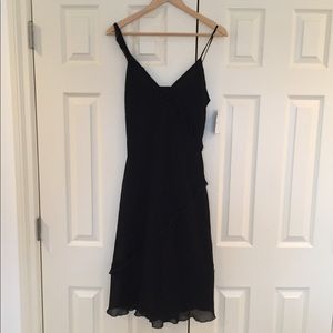 Lapis Black Spaghetti-strap Cocktail Dress